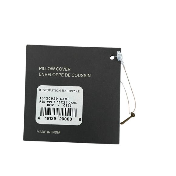 Restoration Hardware Suede & Linen Lumbar Pillow Cover 13x21 Camel NEW - Picture 9 of 13